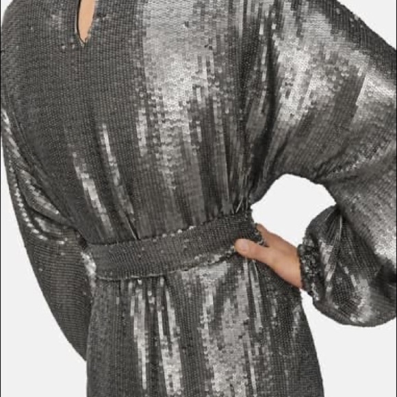 Anine bing / NWT sequin Angie dress bishop sleeve wrap M - Picture 2 of 4